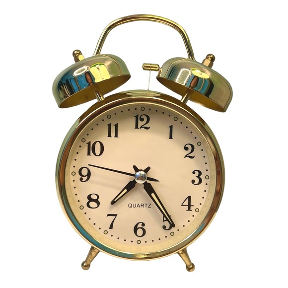 Vintage Other - Vintage Gold 90s Quartz Analog Alarm Clock Bell Retro Rare Y2K Old Fashioned